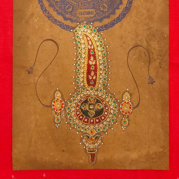 buy old stamp paper online Miniature Rare Old Stamp Paper Vintage Art Work Real Gold Foils Exclusive Indian Art Gallery Fine Traditional Miniature Painting Collectible