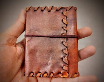 Handmade Leather Pocket Journal: Refillable Recycled Paper