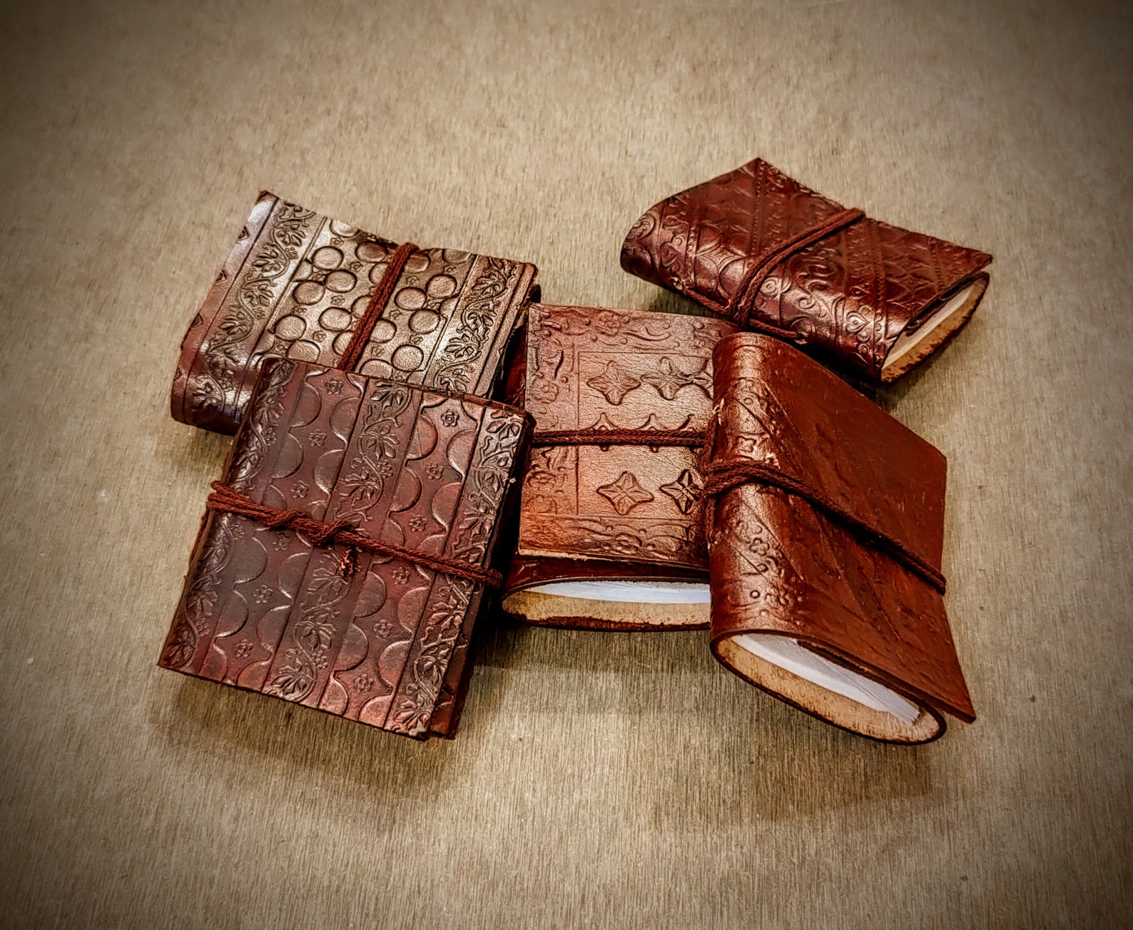 Pack of 5 Handmade Mini Leather Journal Recycled Acid Free Etsy
