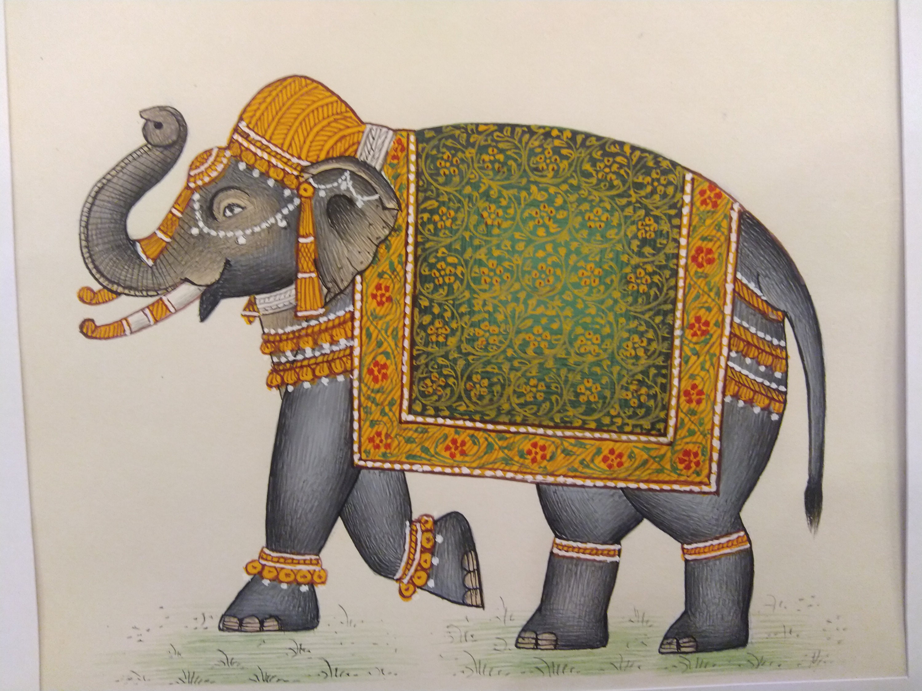 ●希少インド細密画 手描き 絵画 象と王族 （マハラジャ） ○希少インド細密画 手描き 絵画 象と王族 （マハラジャ） - メルカリ
