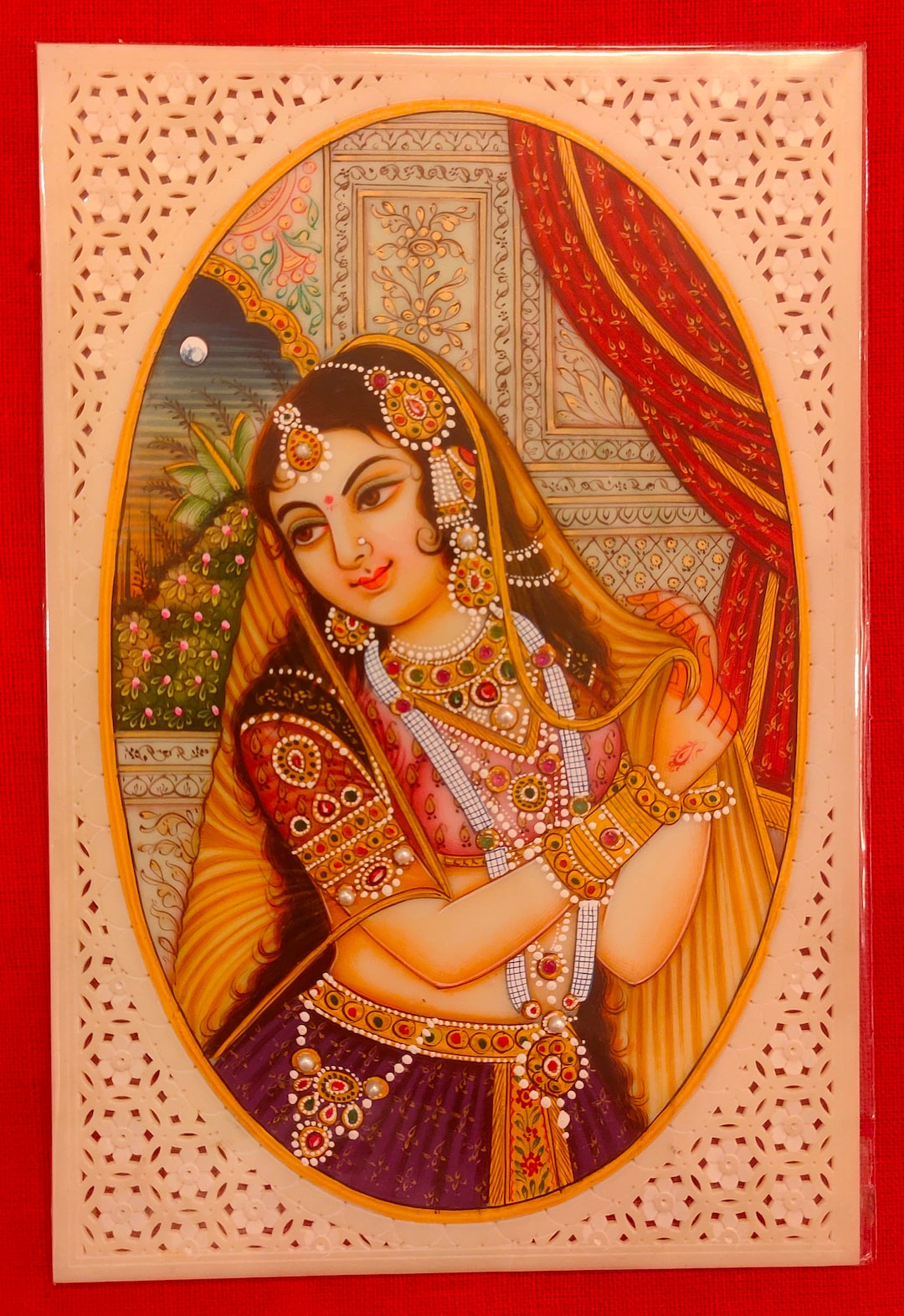 Hand Painted Mughal Maharani Queen Shringar Ras Original Miniature ...