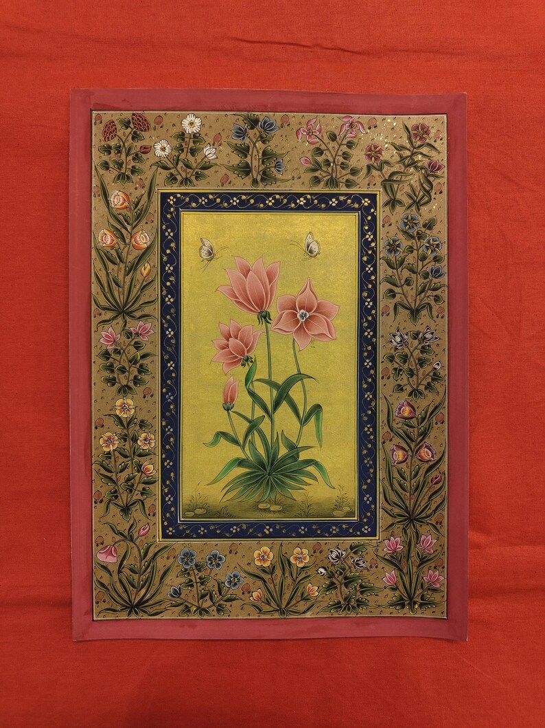 Original Hand Painted Flower Finest Indian Antique Miniature Painting