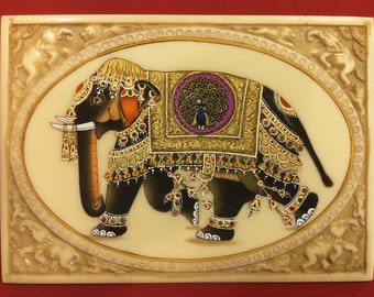 ラージャスターン州のマハラジャの象の行列 | インドの細密画王室の