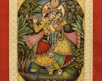 ヴィンテージ・ムガル帝国の細密画：アクバルとジョダ・バーイのラブ