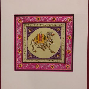 Kerstmis Nieuwjaar Gift Card, Kameel Dier Liefde Indiase Miniatuur Schilderij India Voor Vriend Gepersonaliseerde Geschreven Kaart