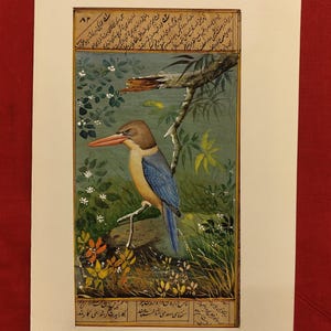 Eisvogel Malerei: Original indische Miniatur Kunst auf Papier