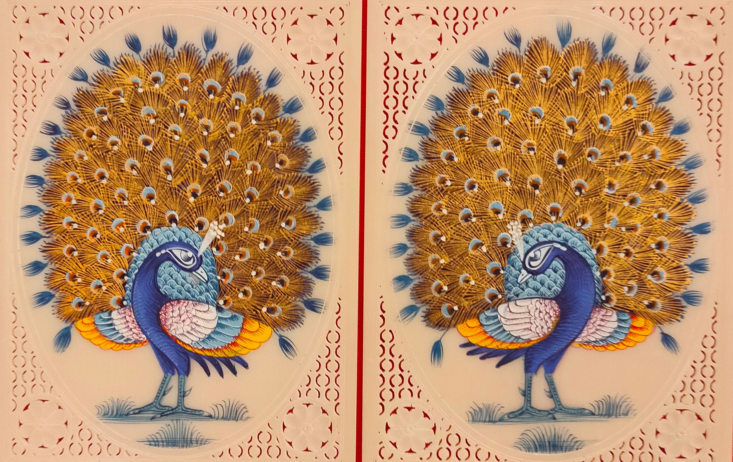 Handmade Peacock Bird Pair Indian Miniature Painting | Etsy