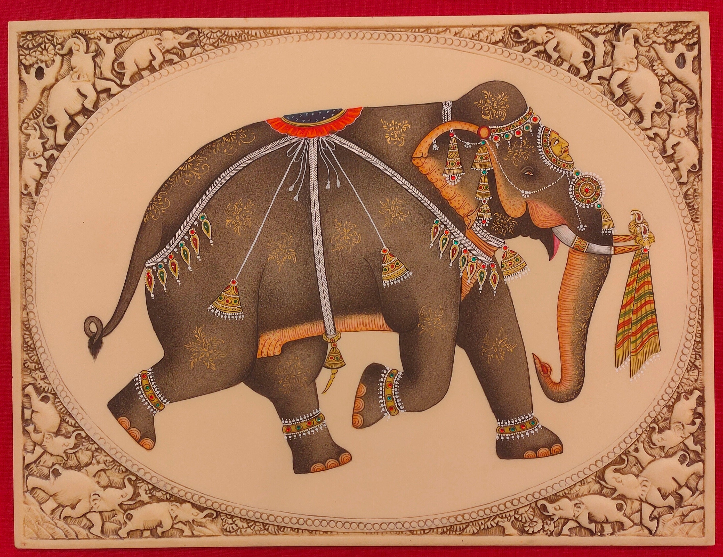 Indische Handgemälde GoldenEr Königlicher Elefant Miniatur | Etsy