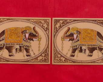 ラージャスターン州のマハラジャの象の行列 | インドの細密画王室の