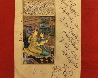 ムガル帝国の細密画：シャー・ジャハーンとムムターズ・マハルの愛の