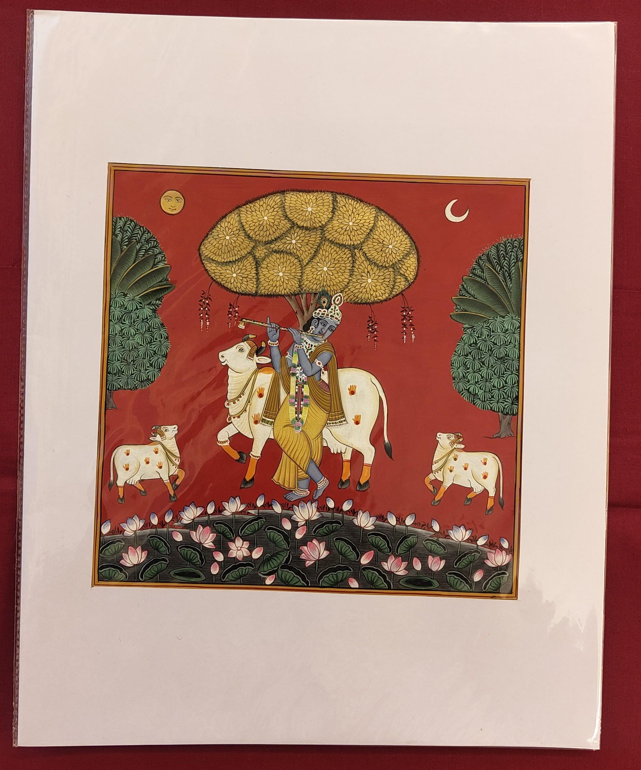 クリシュナとゴーピーたちの細密画、伝統的なインド美術 - Etsy 日本