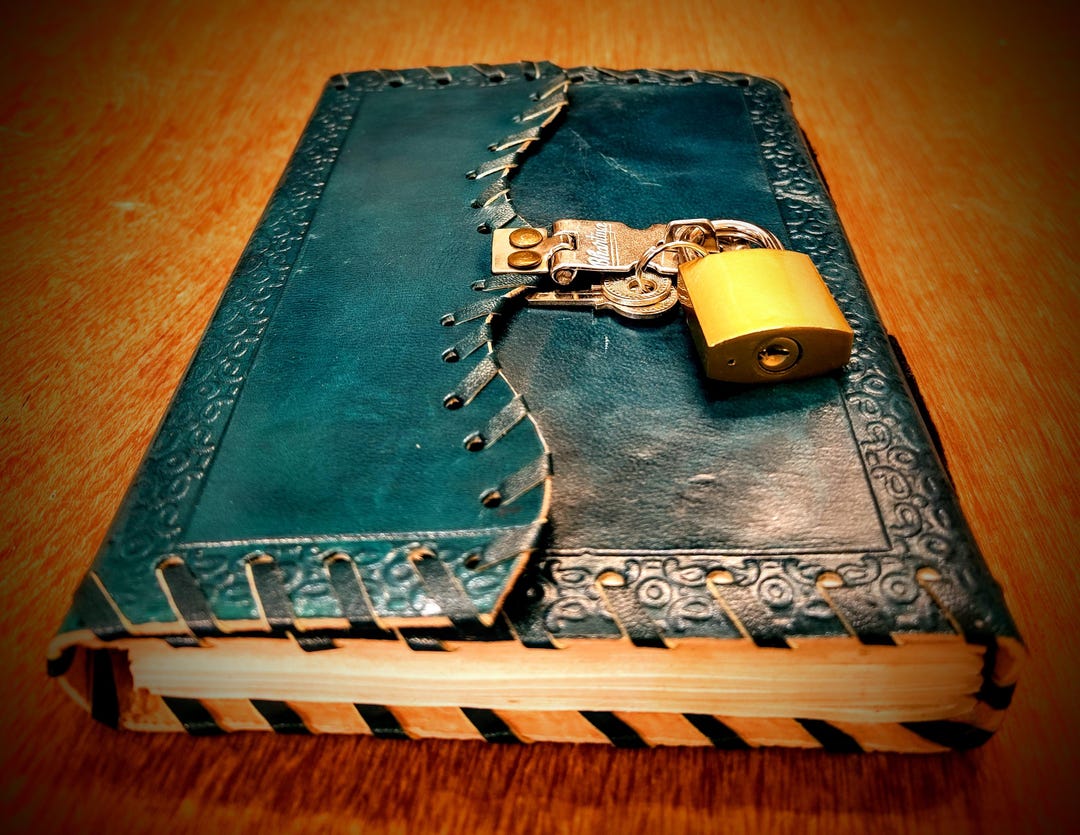 Forest Green Leather Journal With Lock: Handmade Travel Diary ...