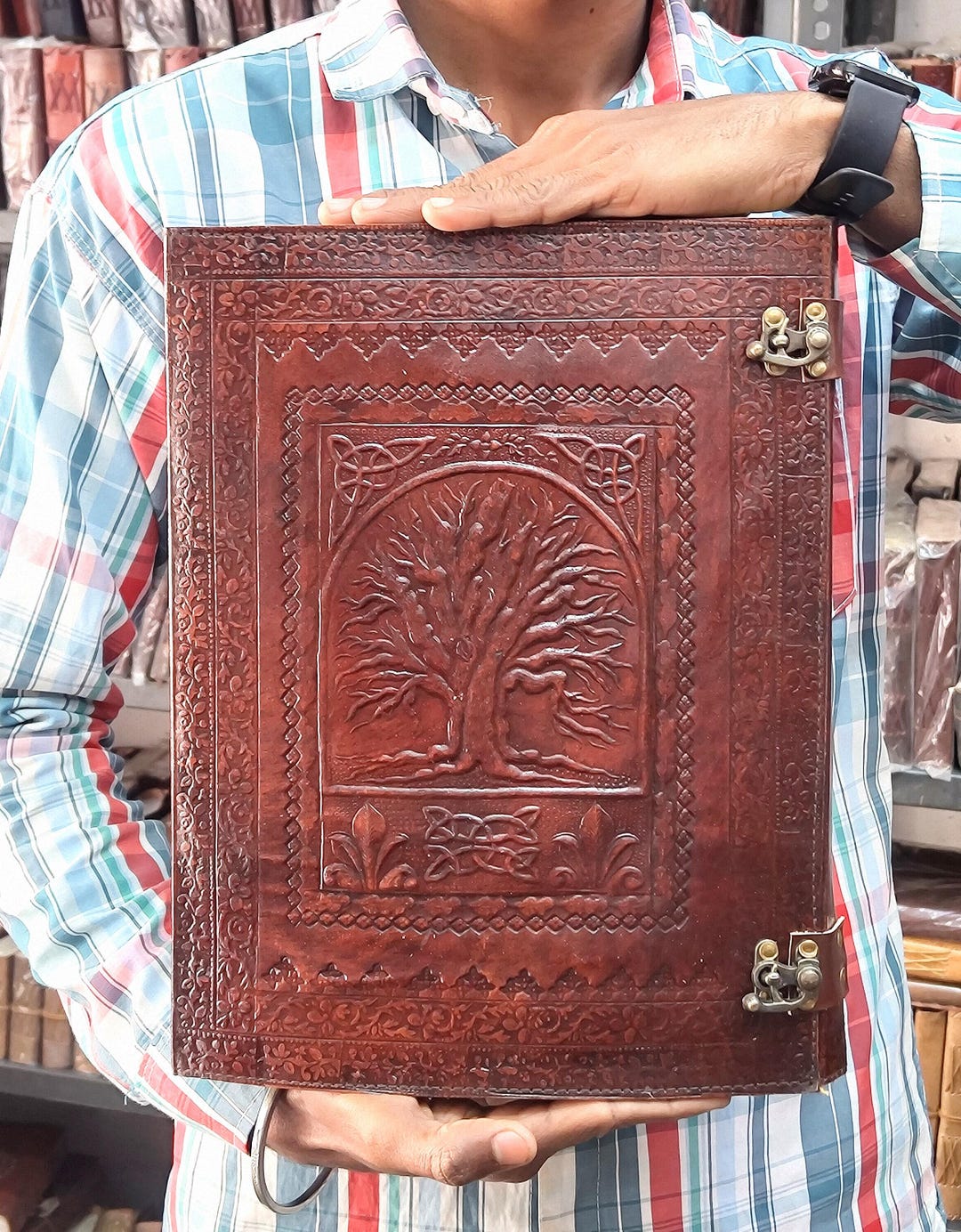 Handmade Leather Tree of Life Journal – Large Refillable Deckle Edge ...