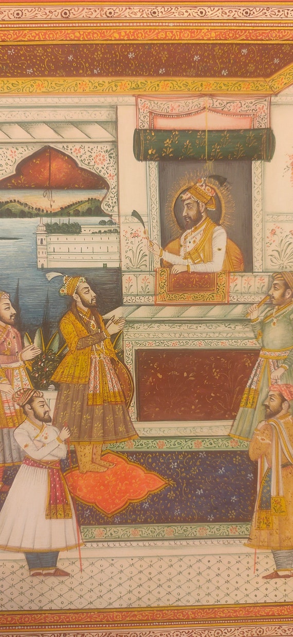 Mughal Court Scene Miniature Painting, Rajasthani Art - Etsy