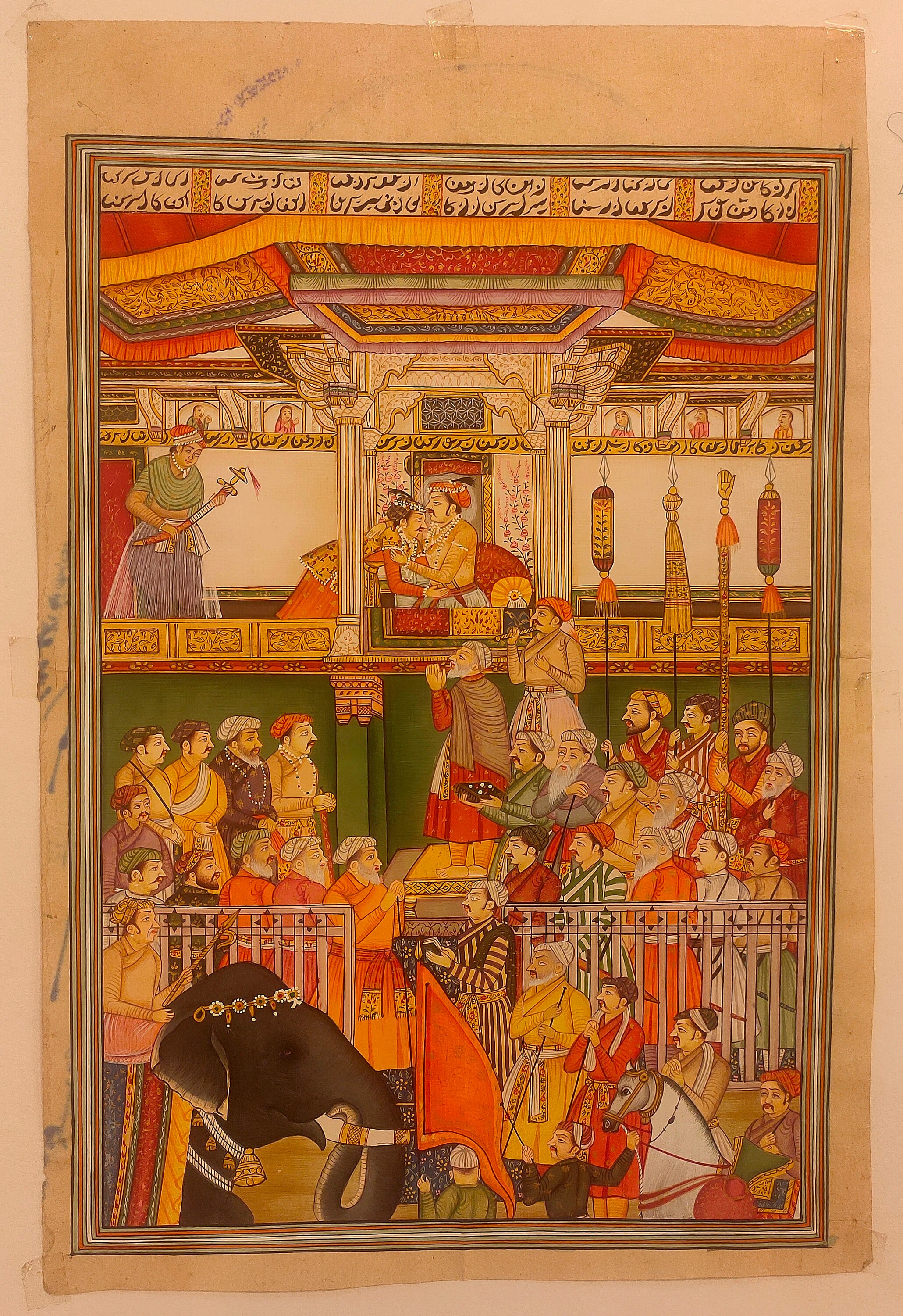 古紙に描かれたムガル帝国宮廷風景画、インドの細密画 - Etsy 日本