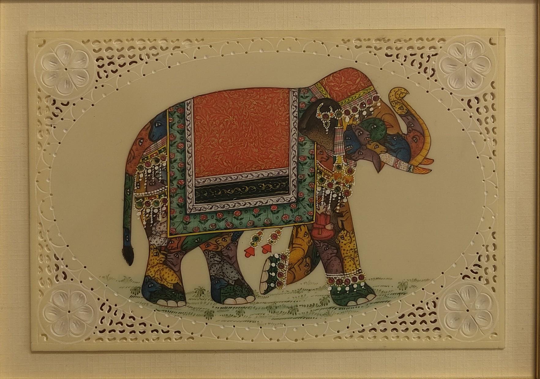 額入りインド細密画セット：象、馬、ラクダの絵画 - Etsy 日本