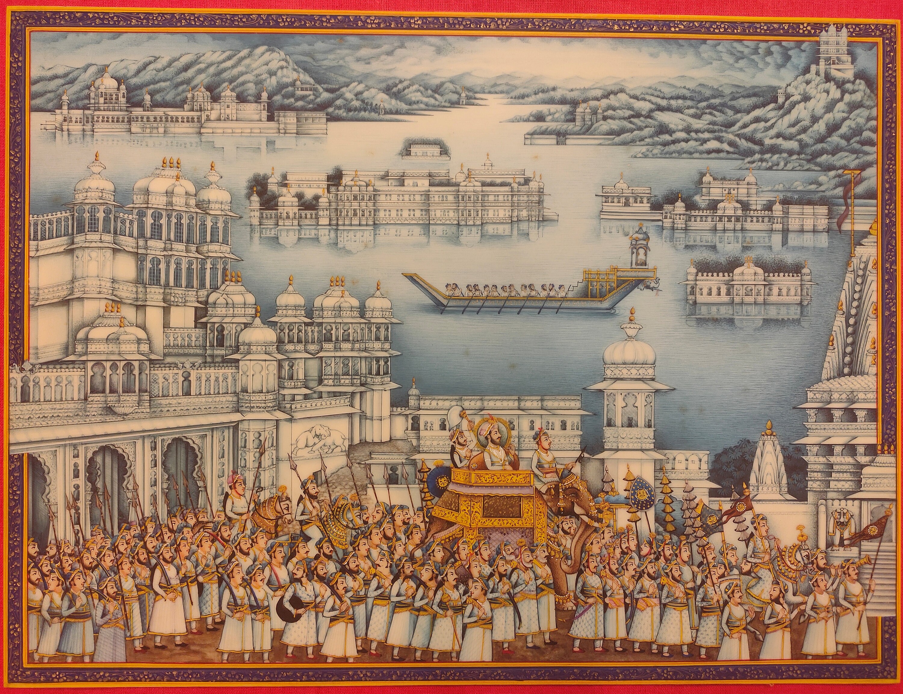 Hand Painted Indian Miniature Painting, Udaipur Wedding Procession