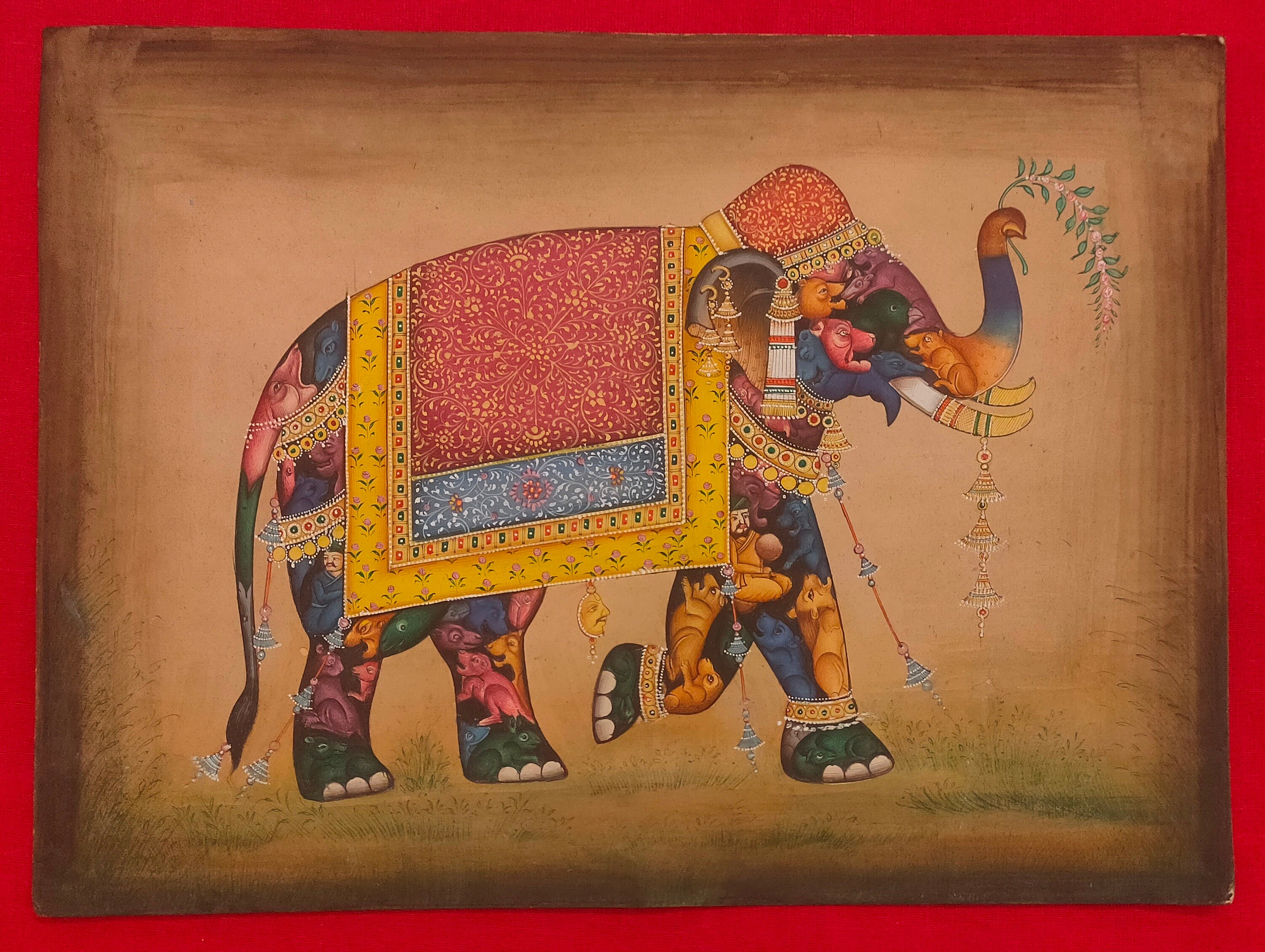 Kit De Peinture Diamant Complet Éléphant Coloré, 5D Diy Éléphant Floral