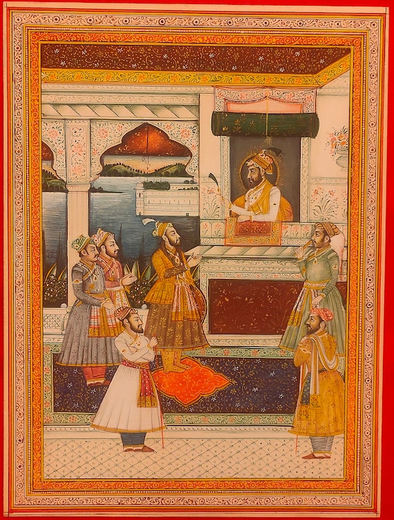Mughal Court Scene Miniature Painting, Rajasthani Art - Etsy