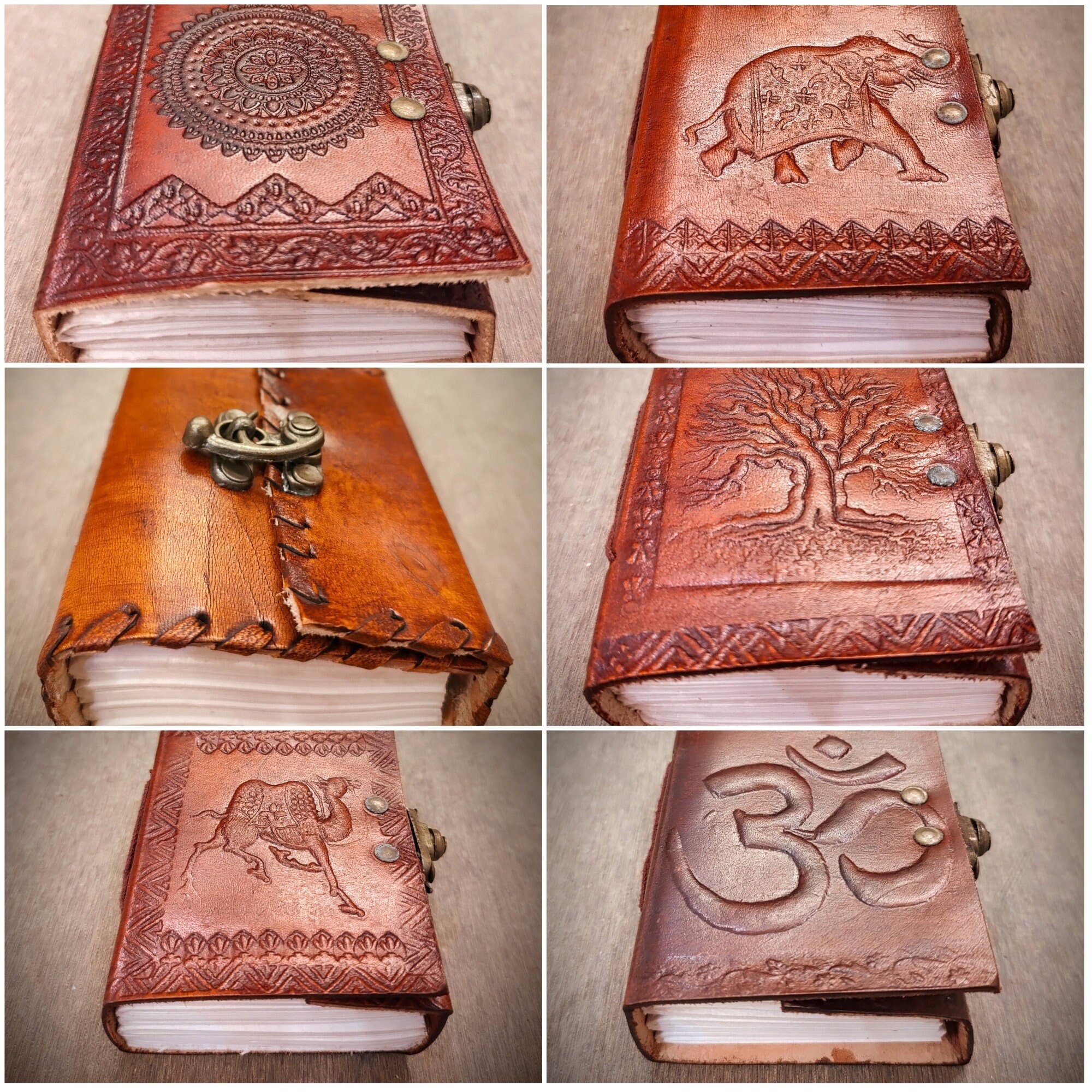 Large Leather Bound Elephant Embossed Journal Locked Diary With Lock 7 by 10 