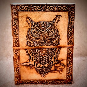 Fearless Owl - Tree of Life Embossed Handcrafted Leather Bound Journal,Brown Medium Size Stitched Notebook,Unlined Recycled Refillable Paper