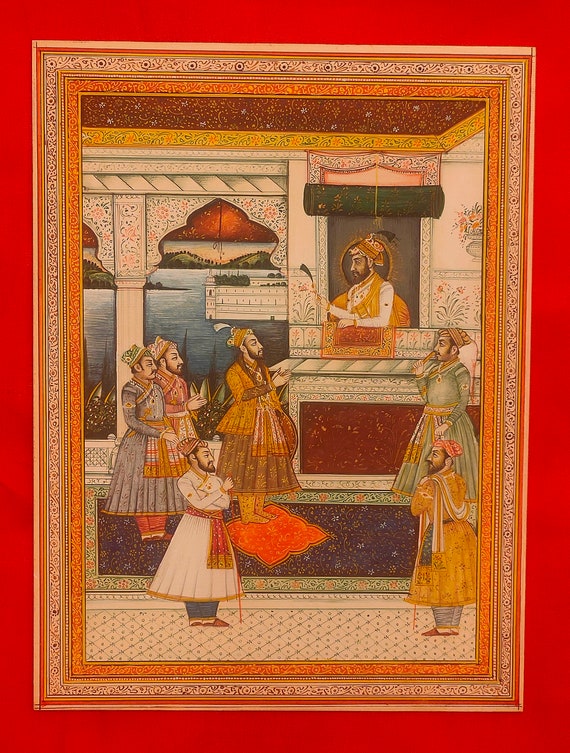 Mughal Court Scene Miniature Painting, Rajasthani Art - Etsy