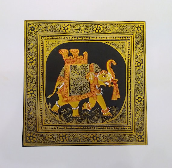 ②インドシルクハンドペイント象