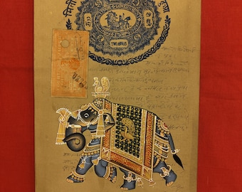 インド細密画: マハラジャ・サワイ・マド・シン、古い切手紙に描かれた