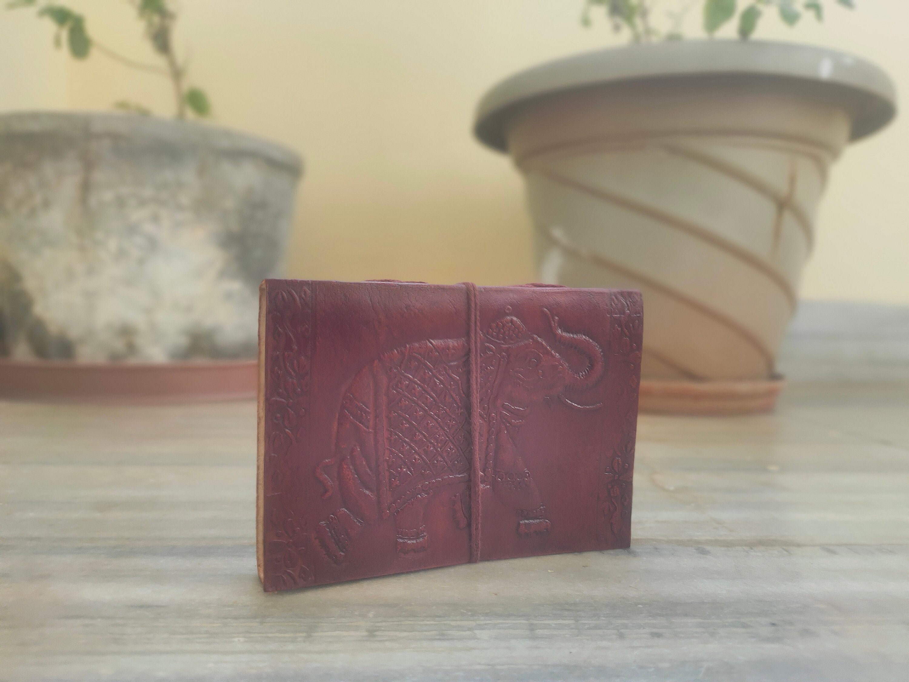 Elephant Embossed Leather Bound Journal Writing Leather Etsy