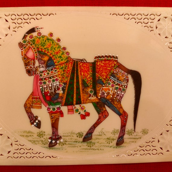 手作りのジャイプール馬の絵画、ラジャスタン細密画 - Etsy 日本