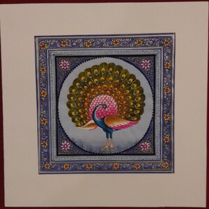 Cadeaukaart schrijven, gepersonaliseerde cadeaukaart, Indiaas miniatuurschilderij Peacock Animal Art, verjaardagskaart, kerst handgemaakt