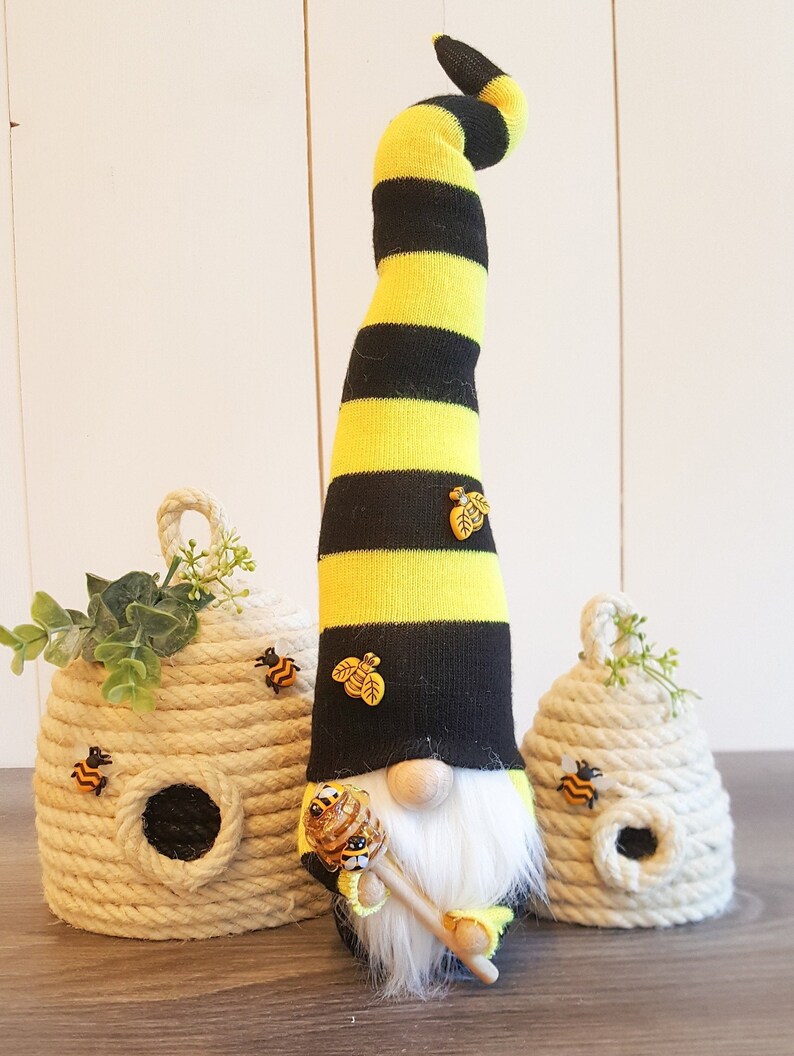 Honey bee gnome farmhouse bee decor bumble bee tiered tray Etsy