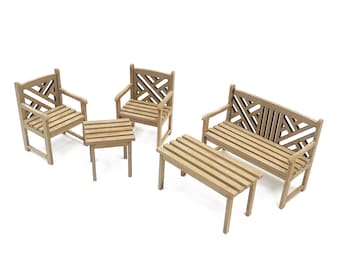 Conjunto de muebles de jardín en miniatura para casa de muñecas