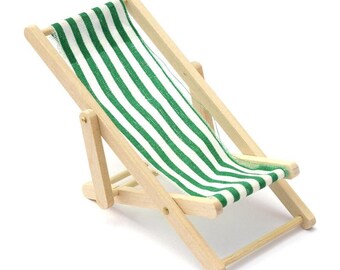 Dolls House Miniature Striped Deck Chair