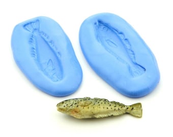 Molde de salmão em miniatura de silicone de 2 partes 1:12