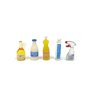 Miniature Dollshouse Handmade Set of 5 Household Bottles