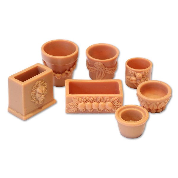 Dolls House Miniature Terracotta Style Resin Flower Pots