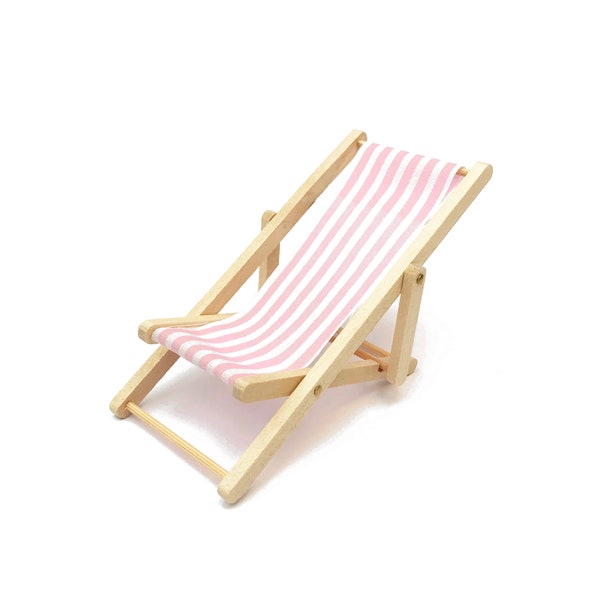 Dolls House Miniature Striped Deck Chair