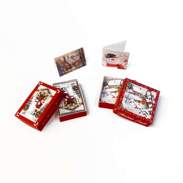 Miniature Handmade Dollshouse Christmas Cards And Box