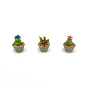 Set of 3 Miniature Dolls House Ceramic Cactus