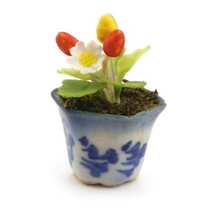 Miniature Handmade Flowers In A Ceramic Pot