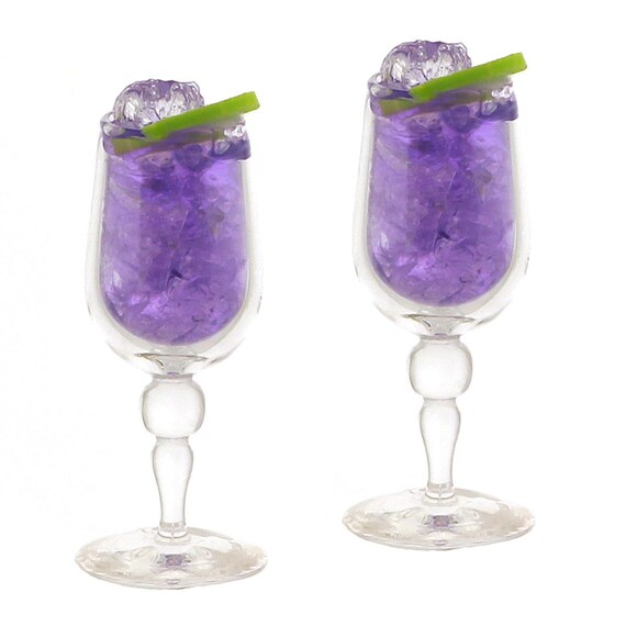 Purple Stardust Cocktails In Handmade Glasses Miniature 1 12th Etsy