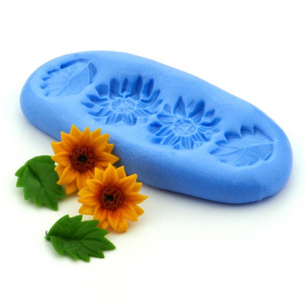 Miniature Sunflower and Leaves Silicone Mould 1:12th