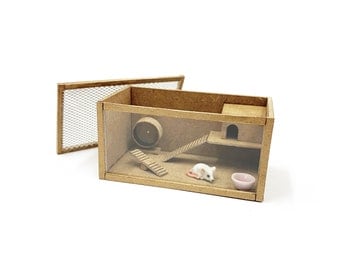 Miniature Dollshouse Animal Enclos 1:12 DIY Kit Souris Hamster Cage