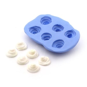 6 Piece Whipped Cream / Swirly Biscuit Silicone Mold 1:12th