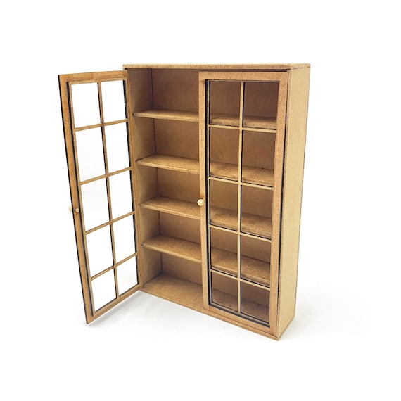 Libreria In Miniatura 1:12 Per Casa Delle Bambole | 3 Strati, Ante Trasparenti, Stile Scandinavo Blu Scuro | 18,4x13x3,8 Cm - 3