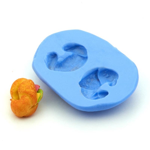 Moule en silicone croissant miniature en 2 parties