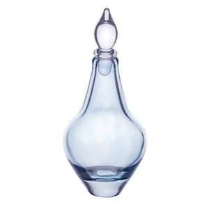 Miniature Handmade Tall Green Pear Shaped Apothecary Bottle / Decanter