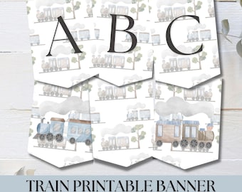 Printable Banner, Train Party Decor, Trains Party Banner, Train ]Party, Boy Birthday Banner, Train Birthday Decor, Train Party, Customizable