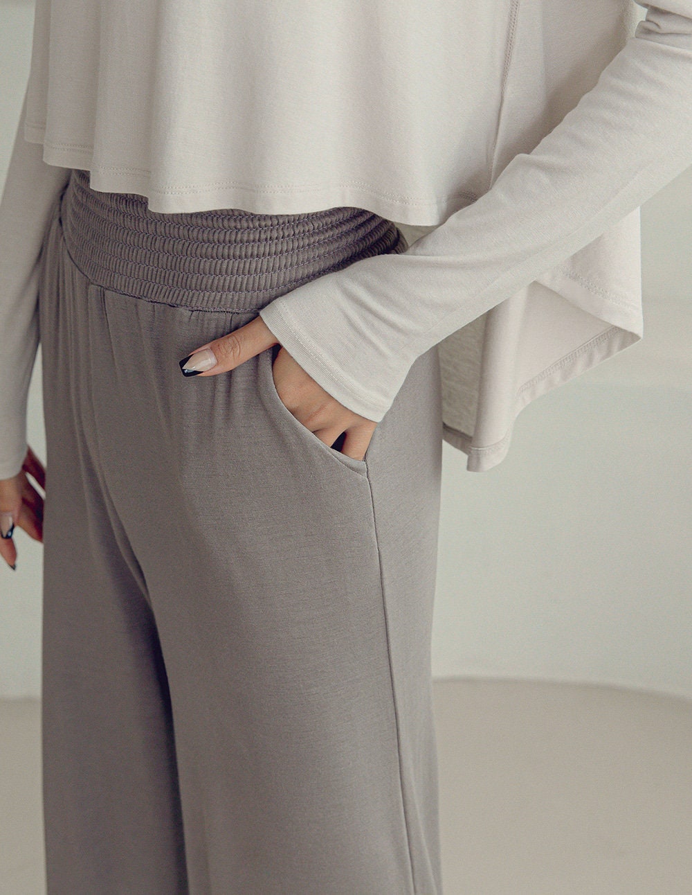 Smocked Waistband Yoga Pantswide Yoga Pants Women Pants Etsy